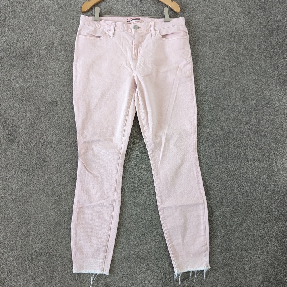 Tommy Hilfiger Women's Pink Raw Hem Skinny Jeans Size 10 Denim Barbie Barbiecore